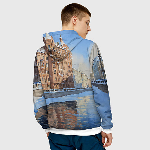 Мужская толстовка Зимний Санкт-Петербург / 3D-Белый – фото 4