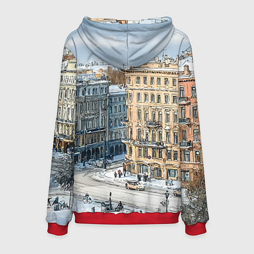 Мужская толстовка Зимняя улица Питера / 3D-Красный – фото 2