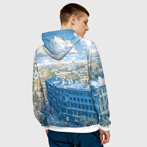 Мужская толстовка Зимний утренний Питер / 3D-Белый – фото 4