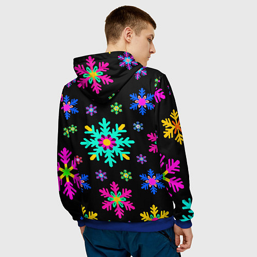 Мужская толстовка Снежинки ретро / 3D-Синий – фото 4