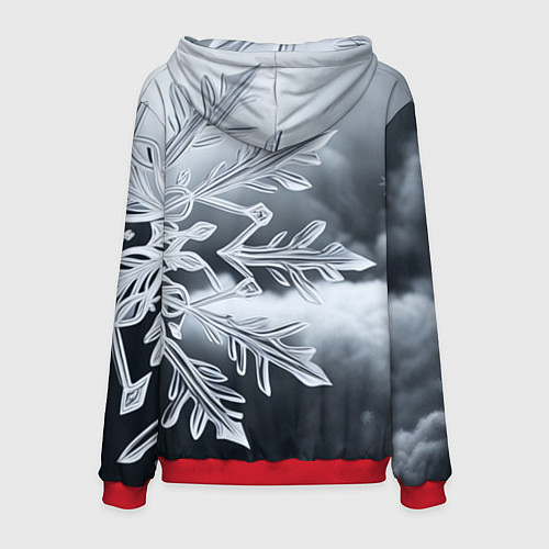Мужская толстовка Снежинка на черно белое / 3D-Красный – фото 2
