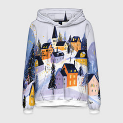 Мужская толстовка Новогодние домики на горе