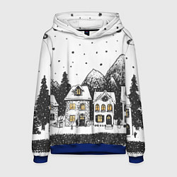 Мужская толстовка Черно-белый новогодний город