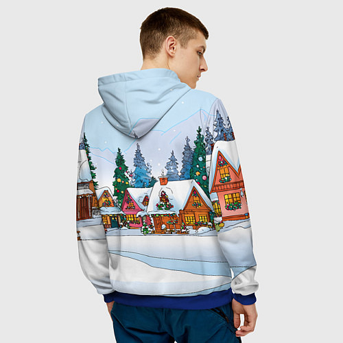 Мужская толстовка Новогодник дворик / 3D-Синий – фото 4
