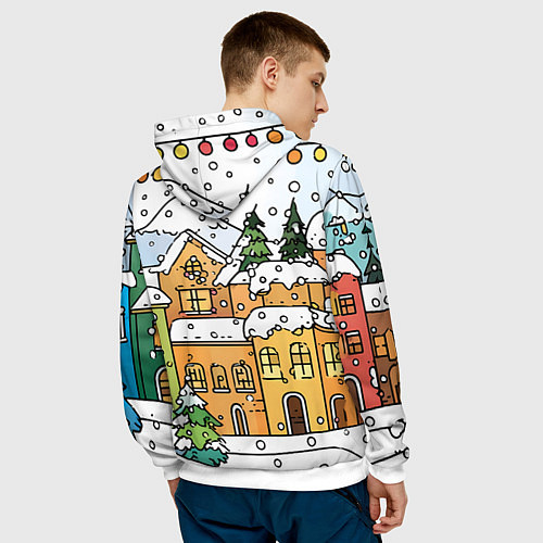 Мужская толстовка Новогодний снегопад / 3D-Белый – фото 4