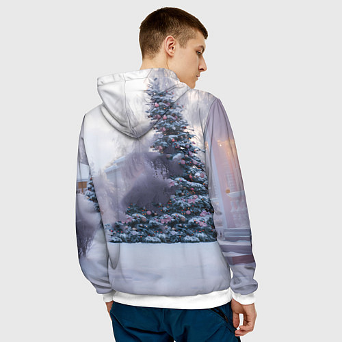 Мужская толстовка Геометрическая новогодняя лошадка / 3D-Белый – фото 4