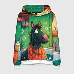 Мужская толстовка Лошадь моется в ванной