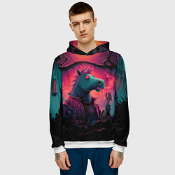 Толстовка-худи мужская Лошадь рок стиль, цвет: 3D-белый — фото 2