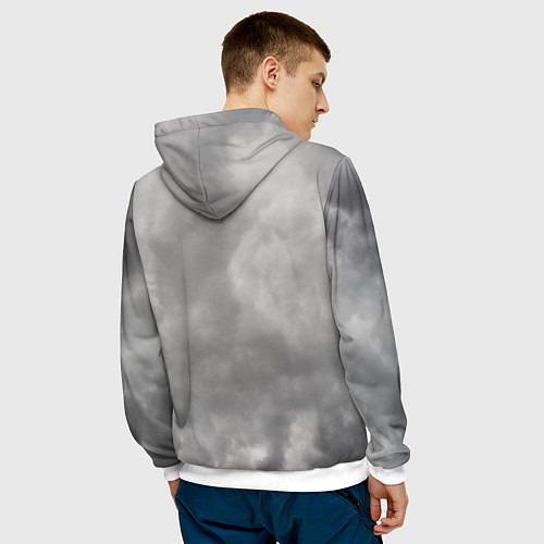 Мужская толстовка Мистический ворон в руническом компасе вегвизир / 3D-Белый – фото 4