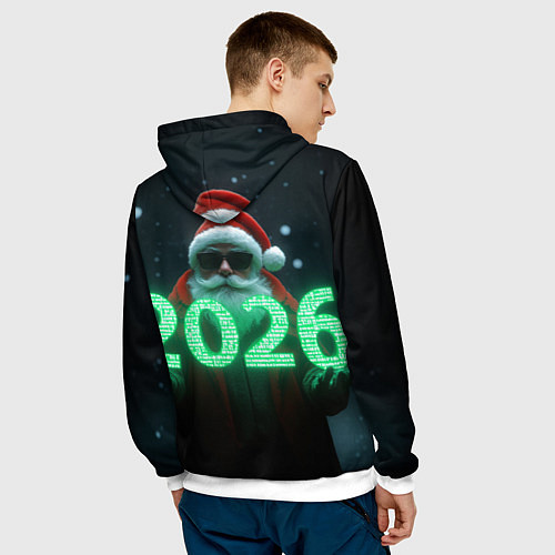 Мужская толстовка Кибер дед / 3D-Белый – фото 4