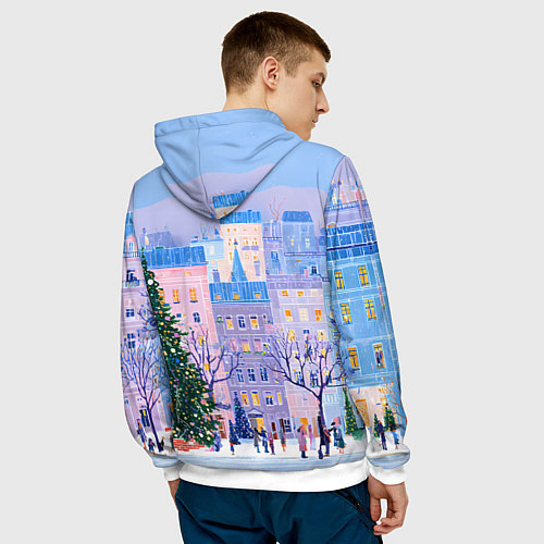 Мужская толстовка Новогодний двор / 3D-Белый – фото 4