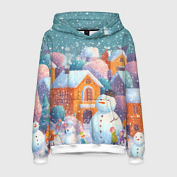 Мужская толстовка Дети во дворе лепят снеговика