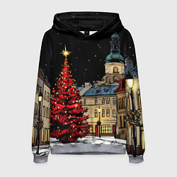 Мужская толстовка Красная новогодняя елка