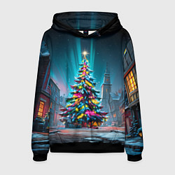 Мужская толстовка Новогодняя елка в гирляндах