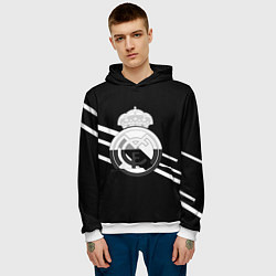 Толстовка-худи мужская Реал Мадрид полосы текстура линии, цвет: 3D-белый — фото 2