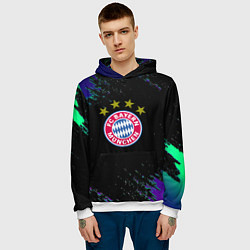 Толстовка-худи мужская Бавария Мюнхен краски текстура, цвет: 3D-белый — фото 2