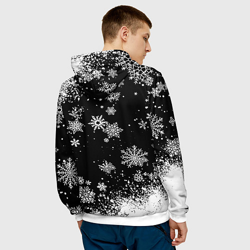 Мужская толстовка Манчестер сити снежинки новый год / 3D-Белый – фото 4