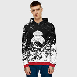 Толстовка-худи мужская Реал Мадрид краски текстура, цвет: 3D-красный — фото 2