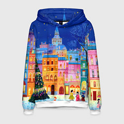 Мужская толстовка Разноцветные новогодние домики