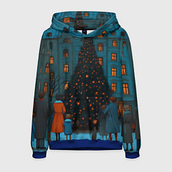 Мужская толстовка Люди встречают новый год во дворе