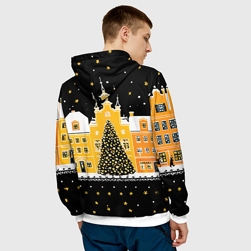 Мужская толстовка Новогодняя ночь в городе / 3D-Белый – фото 4