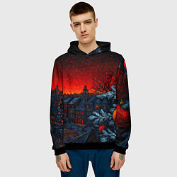Толстовка-худи мужская Новый год в ночном городе, цвет: 3D-черный — фото 2