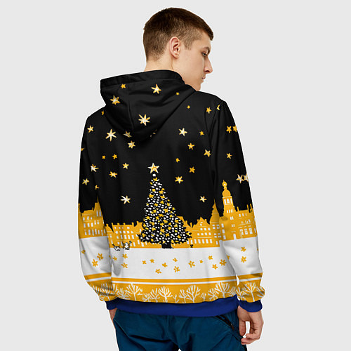 Мужская толстовка Новый год в черно-желтом стиле / 3D-Синий – фото 4