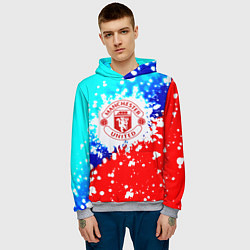 Толстовка-худи мужская Манчестер Юнайтед неон, цвет: 3D-меланж — фото 2