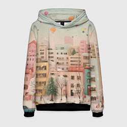 Мужская толстовка Объемный новогодний город