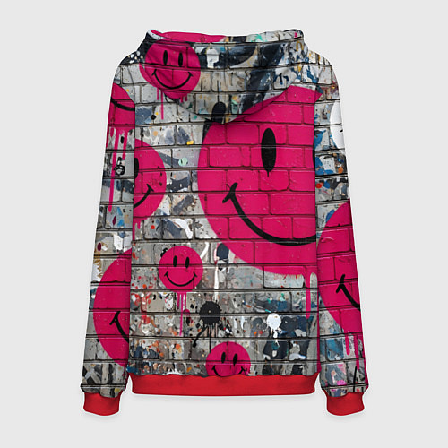 Мужская толстовка Розовые смайлы граффити / 3D-Красный – фото 2