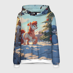 Мужская толстовка Лошадка любуется елкой