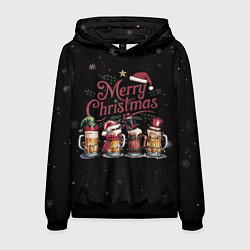 Мужская толстовка Кружки пива в новогодних шапках