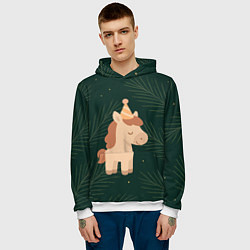 Толстовка-худи мужская Милая лошадка с колпаком, цвет: 3D-белый — фото 2