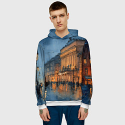 Толстовка-худи мужская Вечер зимнего Питера, цвет: 3D-белый — фото 2