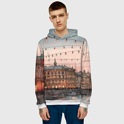 Толстовка-худи мужская Новогодний зимний Питер, цвет: 3D-белый — фото 2