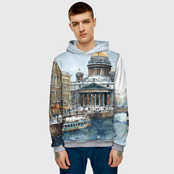 Толстовка-худи мужская Новогодний снежный Питер, цвет: 3D-меланж — фото 2