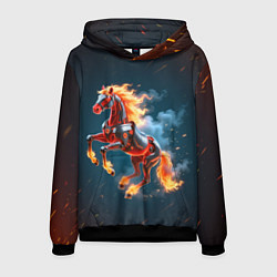 Мужская толстовка Огненная лошадь киборг