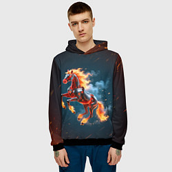 Толстовка-худи мужская Огненная лошадь киборг, цвет: 3D-черный — фото 2