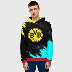 Толстовка-худи мужская Borussia краски штрихи, цвет: 3D-красный — фото 2