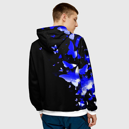 Мужская толстовка Наполи бабочки текстура / 3D-Белый – фото 4