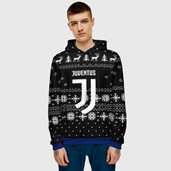 Толстовка-худи мужская Ювентус новый год текстура, цвет: 3D-синий — фото 2
