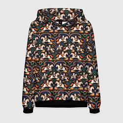 Мужская толстовка Новогодние коты всадники на лошади