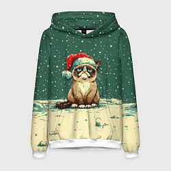 Мужская толстовка Печальный Новогодний мем кот