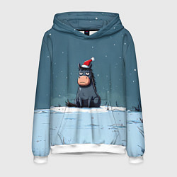 Мужская толстовка Забавная новогодняя лошадка