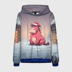 Мужская толстовка Розовая новогодняя лошадка