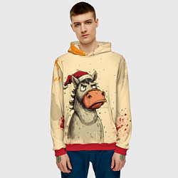Толстовка-худи мужская Задумчивая лошадь, цвет: 3D-красный — фото 2