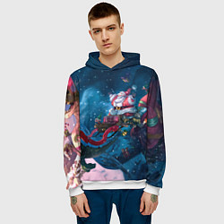 Толстовка-худи мужская Санта с динозавром, цвет: 3D-белый — фото 2