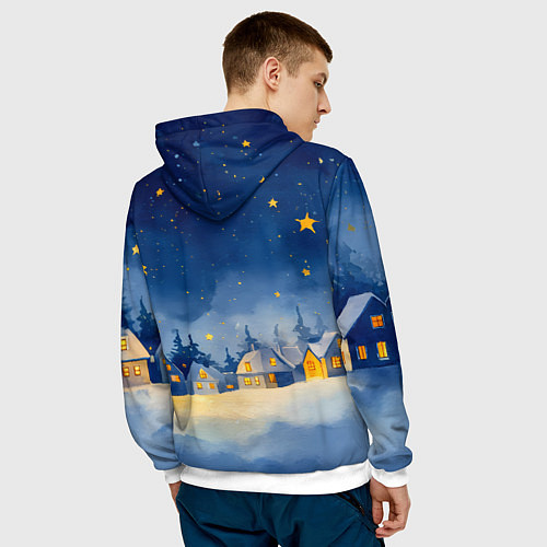 Мужская толстовка Санта и гирлянда / 3D-Белый – фото 4