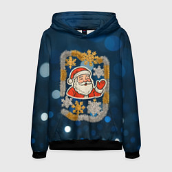 Мужская толстовка Дем Мороз и новогодняя гирлянда