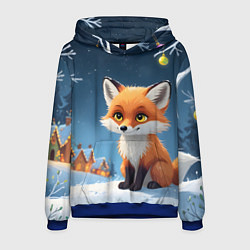 Мужская толстовка Лисичка новогодней ночью